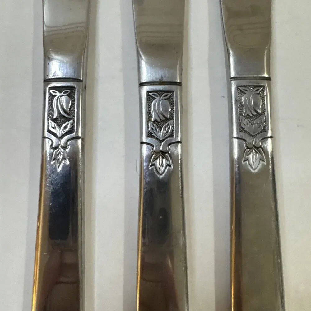 3 Dinner Knives - Imperial International Young Rose Stainless Flatware